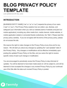 blog privacy policy template