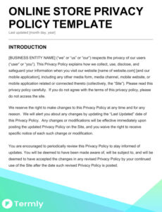 online store privacy policy template