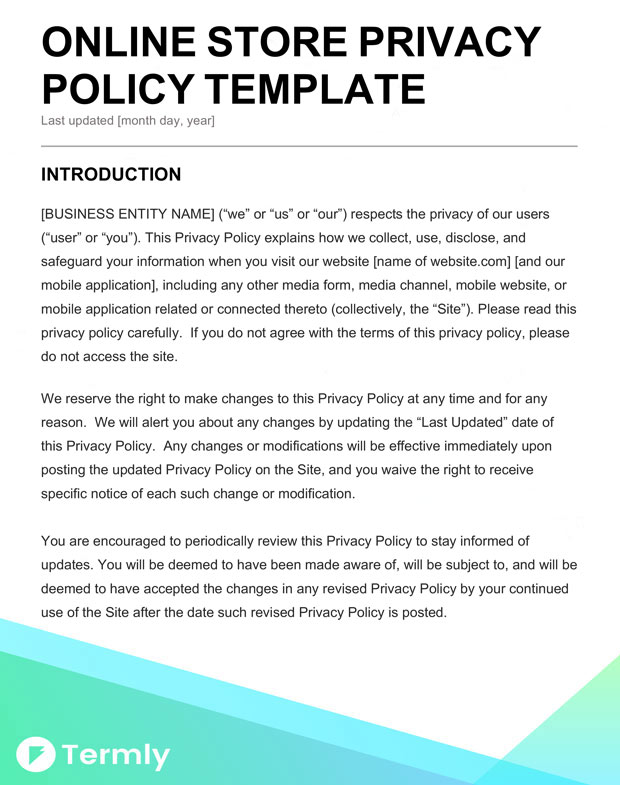 Shopping Policy Template