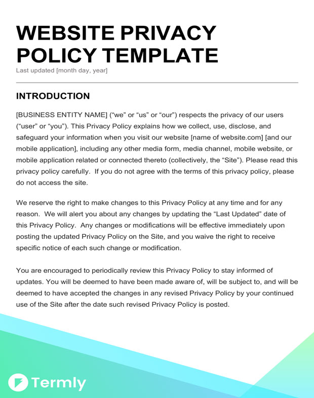 Get your free privacy policy template for websites