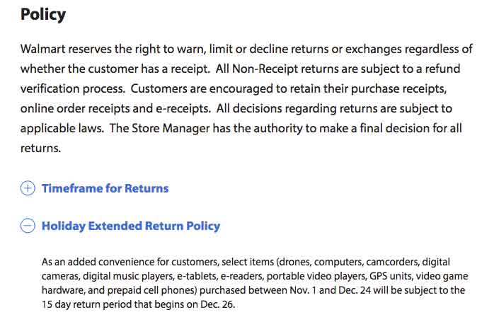 walmart return policy