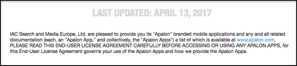 Apalon App EULA example