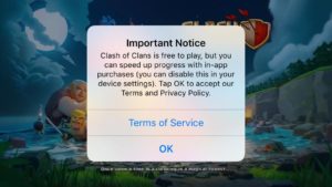 Clash of Clans Terms and Conditions Example