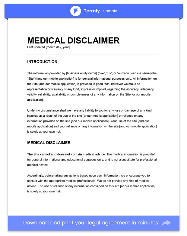 Personal Trainer Disclaimer Template