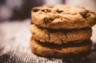 three cookies stacked together