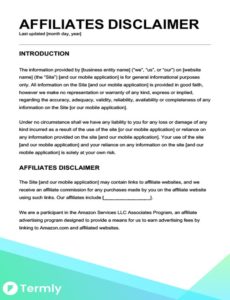 disclaimer template termly affiliates examples legal sample templates app guide