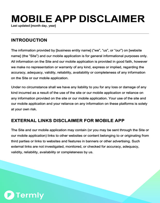 Free Legal Disclaimer Templates And Examples Download Now Termly