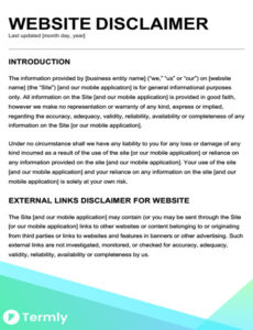 Free Legal Disclaimer Templates & Examples | Download Now | Termly