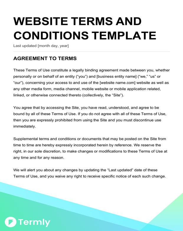 Free Terms Conditions Templates Downloadable Samples Termly