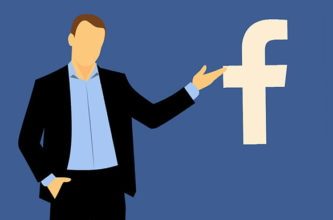 cartoon man standing next to facebook logo