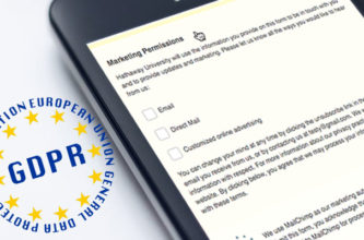 tablet with mailchimp marketing permissions page on screen, with gdpr stamp