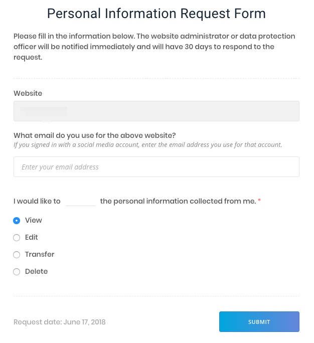 Termlys personal information request form