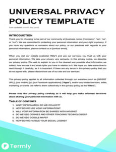 Termly's universal privacy policy template