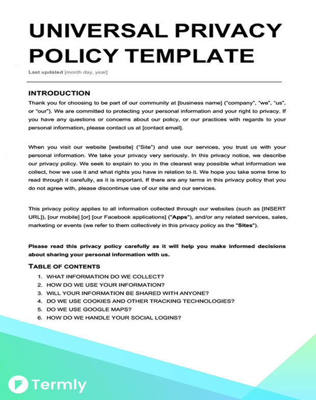 Mobile App Privacy Policy Template