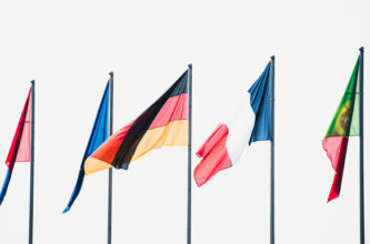 european flags with German flag in the front
