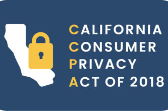 logo for california consumer privacy act of 2018 with lock over the outline of california
