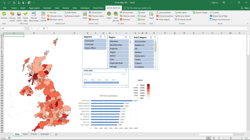 UK Excel Map Dashboard With Slicers E1540880273141 