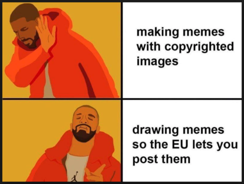 drake meme from reddit about the eu meme ban