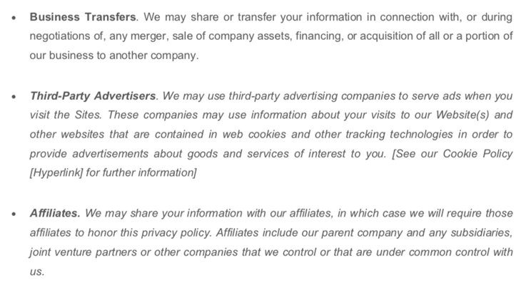 data transfer example from gdpr privacy policy