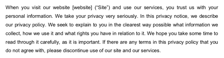 GDPR privacy notice GDPR privacy statement