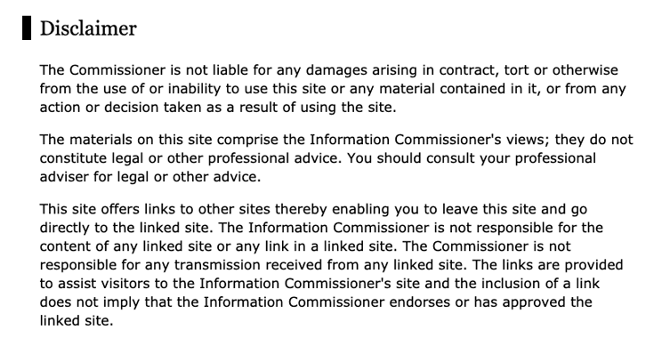 The UK ICO's disclaimer