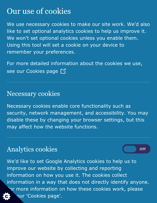 The ICO's cookie banner