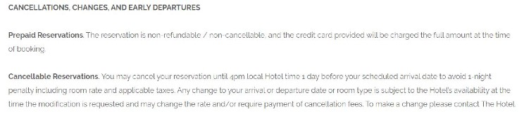 The Time Hotel no refund policy example