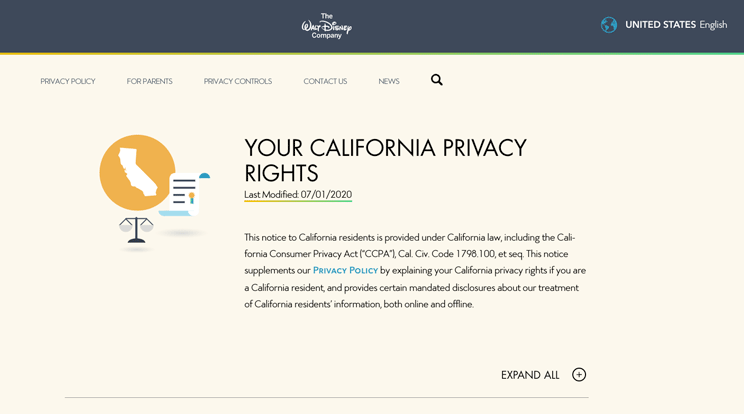 disney's california privacy policy sample