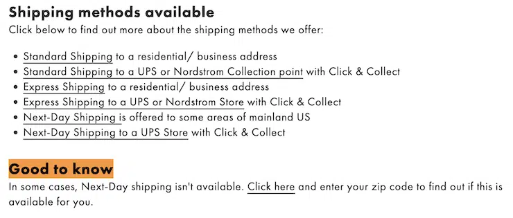 ASOS shipping policy