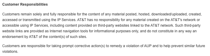AT&T Acceptable Use Policy