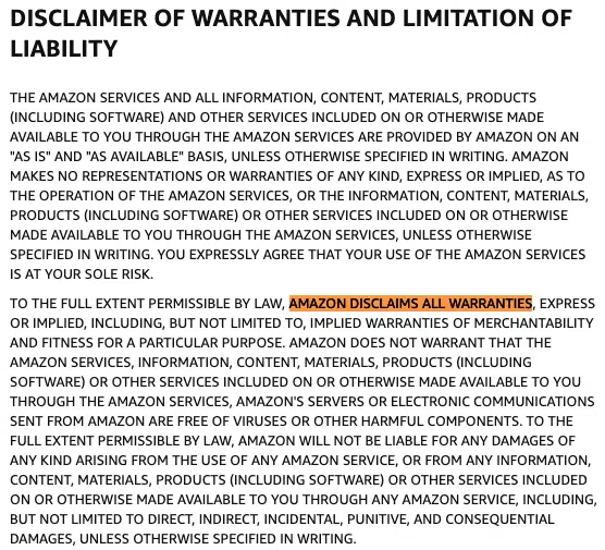 Amazon-disclaimer-of-warranties