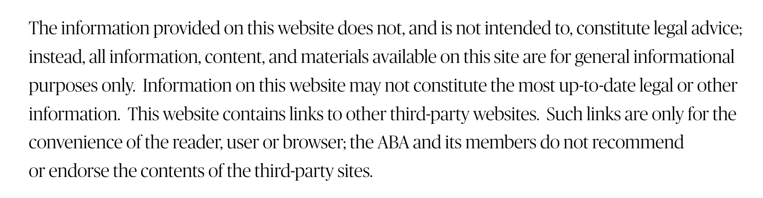 American Bar Association Disclaimer