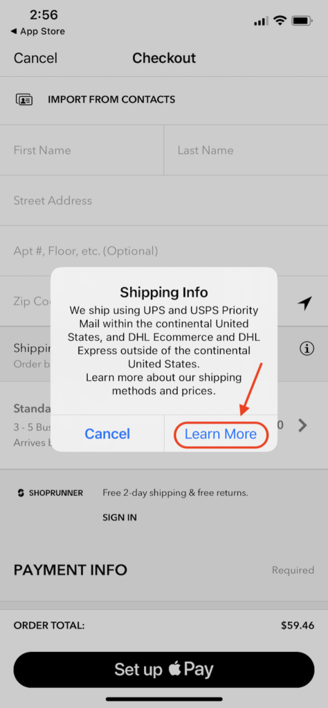 American-Eagle-mobile-app-shipping policy-2