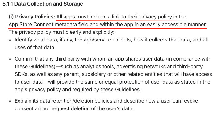 Apple-App-Store-Review-Guidelines-states-responsibility-identify-data-app-collects