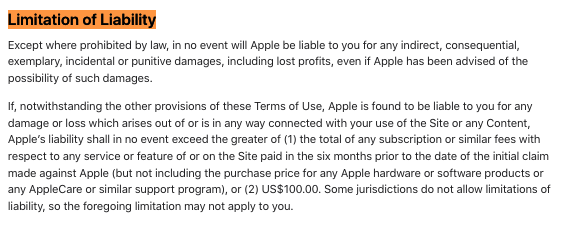 Apple-Limitation-Of-Liabilities