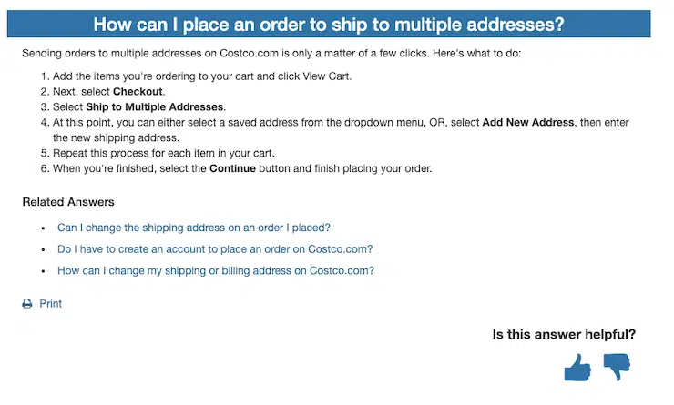 Costco multiple addresses