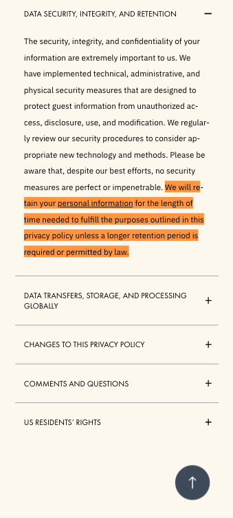 Disney+ Google Play Store Privacy Policy Example_Data Retention Policy