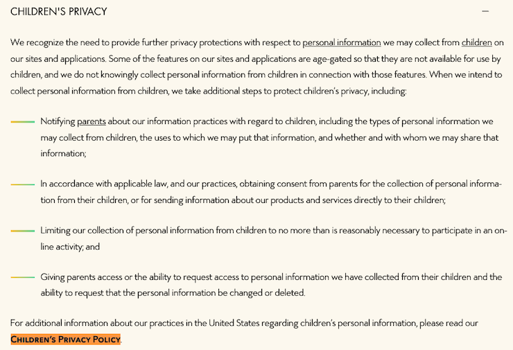 Disney-conspicuous-link-stand-alone-children-privacy-policy-within-children-privacy-clause