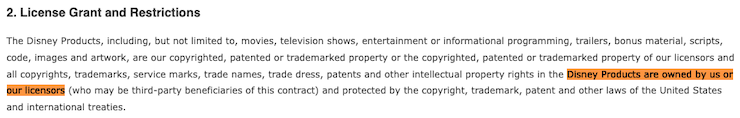 Disney property rights clause