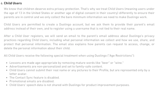 Duolingo-privacy-policy-Childrens-Data