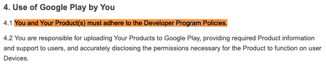Google-Play-Developer-Distribution-Agreement