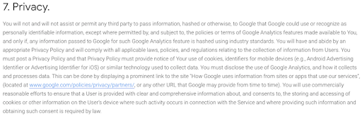 Google-clause-7-Analytics-Terms-of-Service