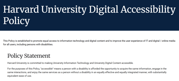 Harvard_Accessibility Policy