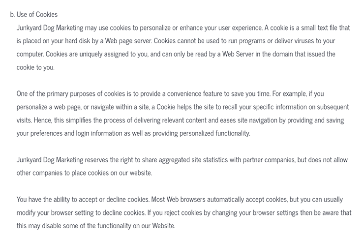 Junkyard-Dog-Marketing-privacy-policy-example