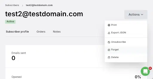 MailerLite: función «Olvidar»