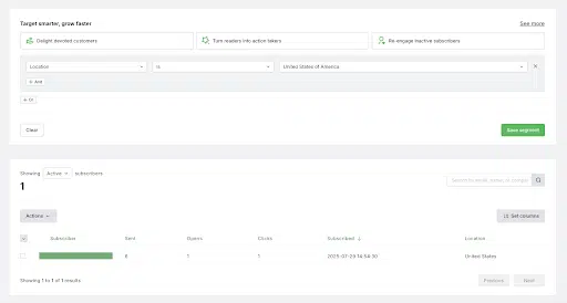 Regla de ubicación de MailerLite