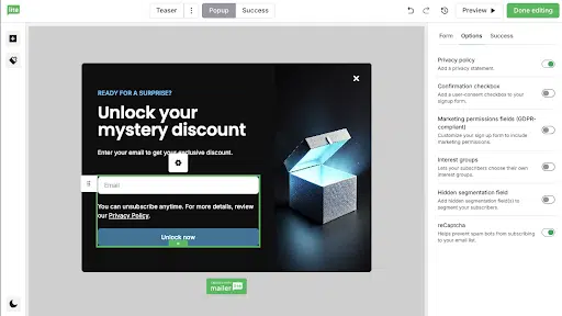 Enlace a la política de privacidad de MailerLite