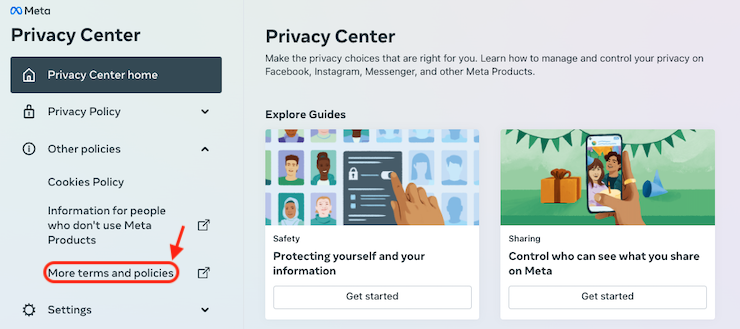 Meta-privacy-center