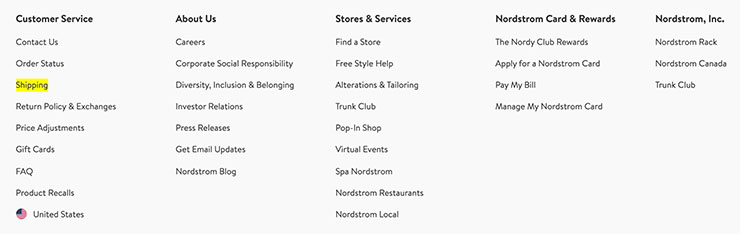 Nordstrom-shipping-link-in-footer-example