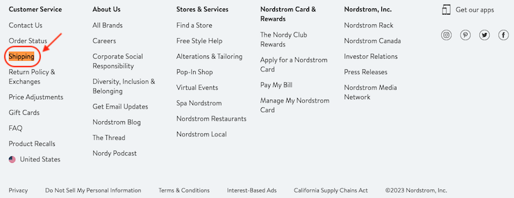 Nordstrom-website-footer-shipping-policy